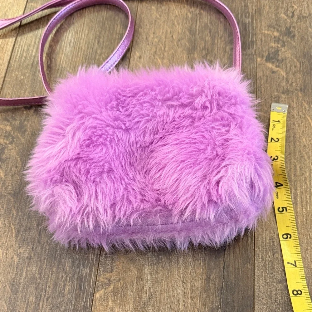 Lilac Glitter Faux Fur Kids Crossbody Bag